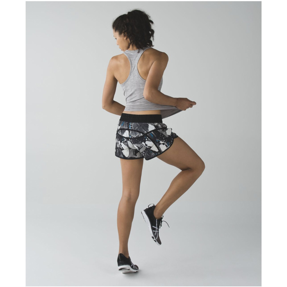 Lululemon Tracker Shorts 8 Exploded So Fly Butterfly Angel Wing Black Running - Picture 9 of 12